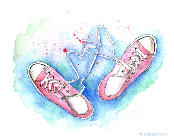 600x480 Two Hearts And Pink Converse Tennis Shoes.