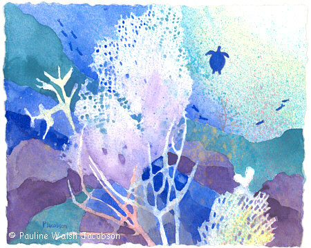 450x359 Watercolor Paintings Coral Reef Dreams 5