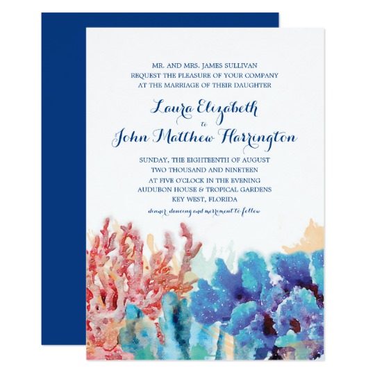 540x540 Colorful Coral Reef Watercolor Wedding Invitation