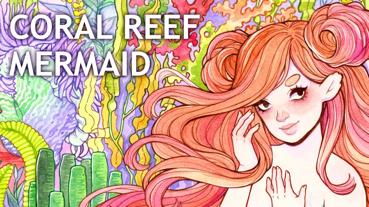 1280x720 Coral Reef Mermaid Watercolor Painting Color Talk