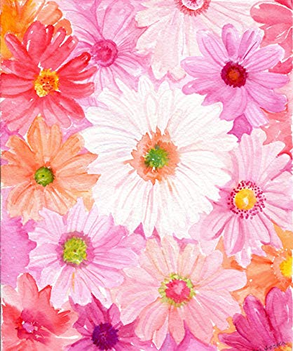 418x500 Gerbera Daisies Watercolor Painting Print Of Pink
