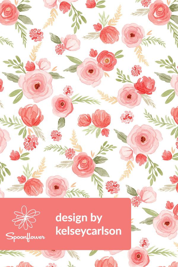 600x900 Coral Floral Watercolor By Kelseycarlson