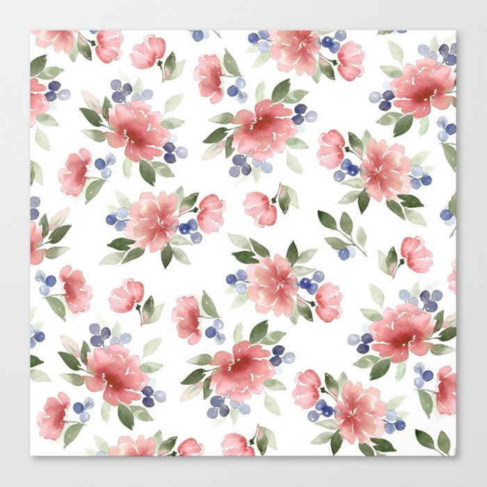 700x700 Blush Pink Watercolor Flowers Canvas Print By Katrinacrouch Society6