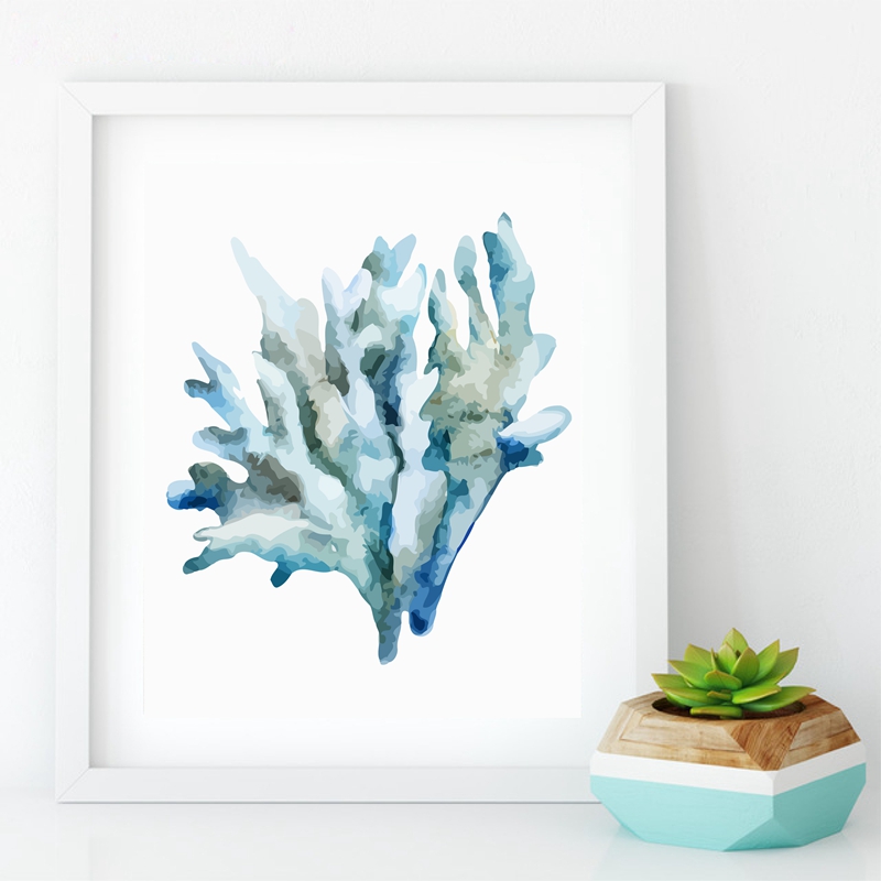 800x800 Corals Art Print Wall Pictures Home Decor , Watercolor Cora Print