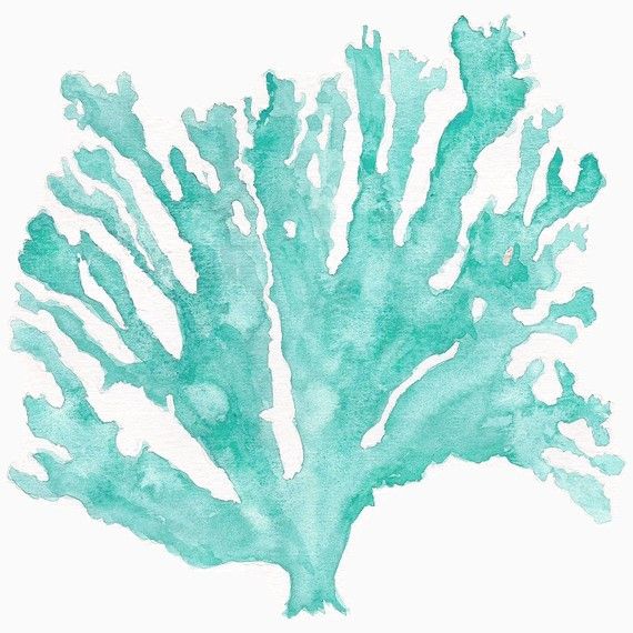 570x570 Sea Coral In Turquoise Watercolor Art Print