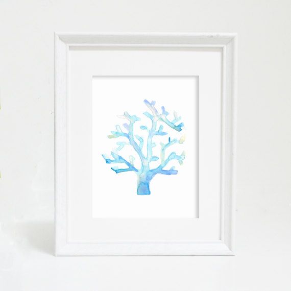 570x570 Watercolor Print Coral Print Blue Watercolor By Printsbyjettyhome