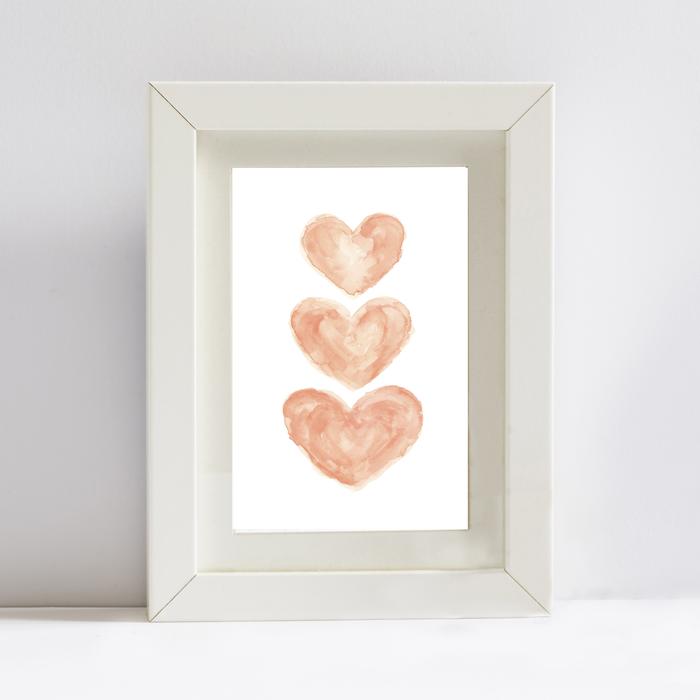 700x700 Coral Hearts Watercolor Print Made By Deborah