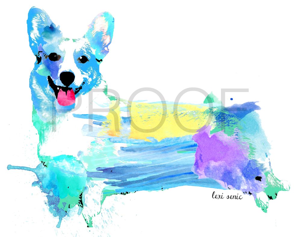 1000x786 Corgi Watercolor Dog Portrait Codi Free In The Lines