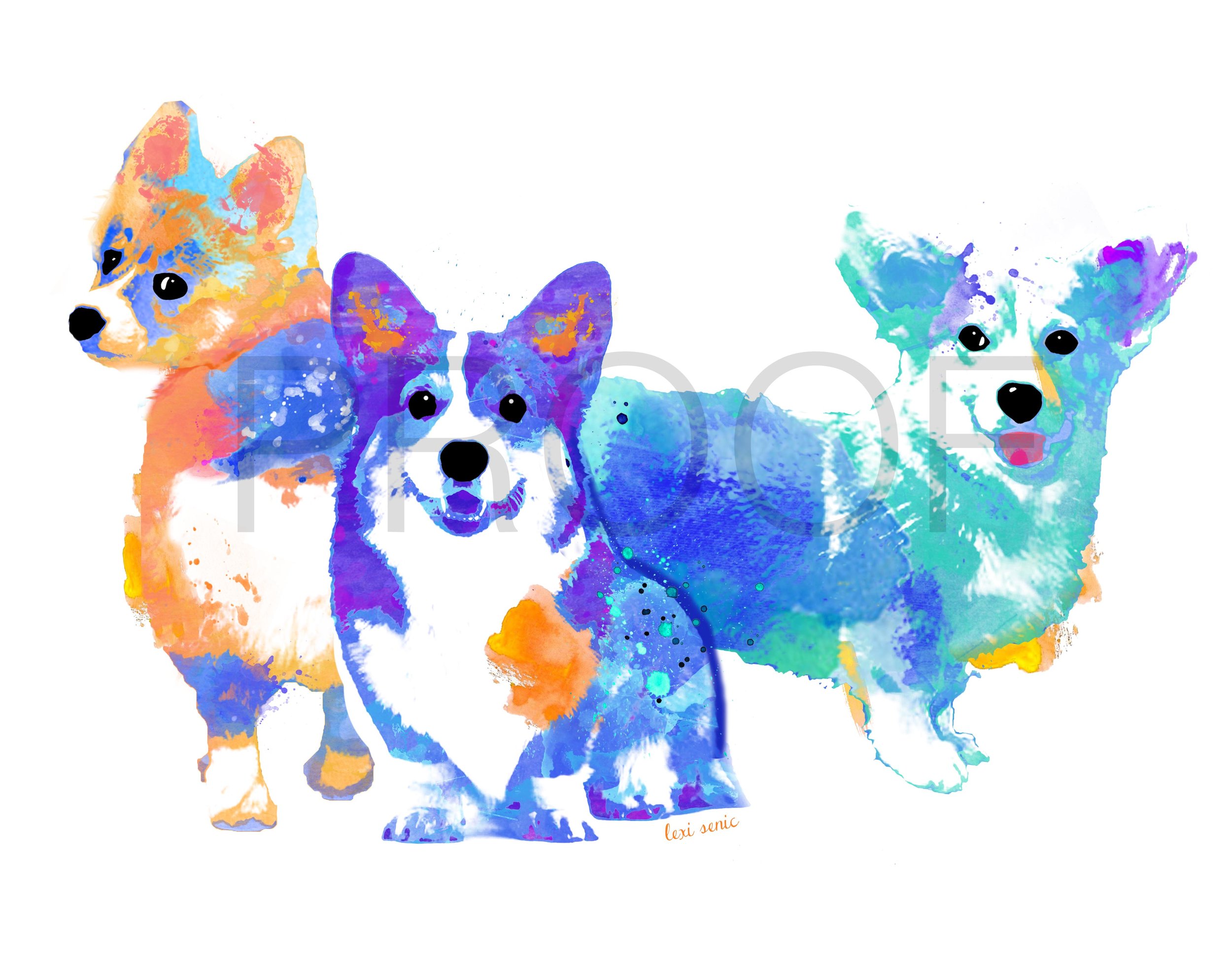 2500x1964 Corgi Watercolor Dog Portrait Three Amigos Free In The Lines