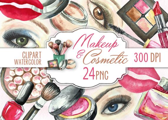 570x407 Makeup Cosmetic Clip Art. Beauty Watercolor Images. Make Up Etsy