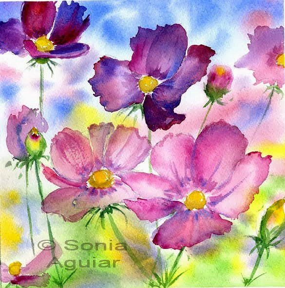 585x591 Flower Watercolor Art