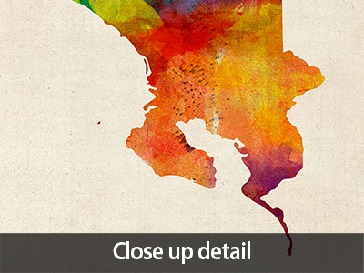 400x300 Costa Rica Watercolor Map Box Canvas And Poster Print (1034) Ebay