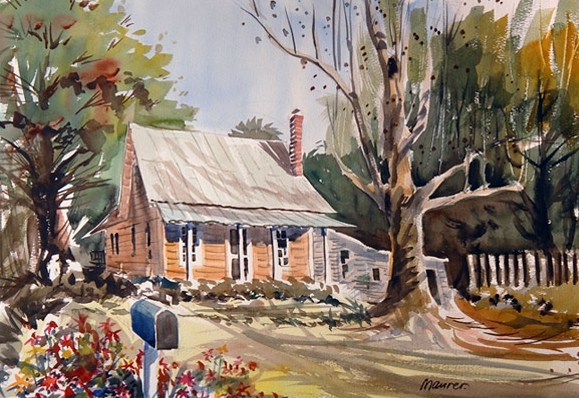 579x398 Cottages In North Florida Maurer Fine Art, Original Watercolor