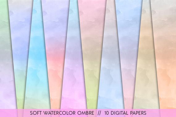 570x380 Soft Watercolor Ombre 10 Ombre Digital Paper Cotton Etsy