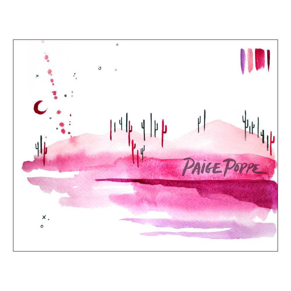 1000x1000 Cotton Candy Desert Watercolor Print Paige Poppe