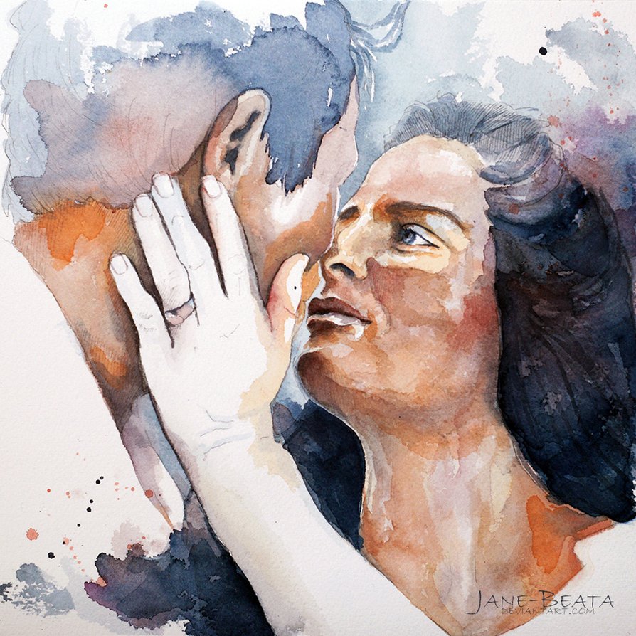 894x894 Harmony, Watercolor Couple Portraiture By Jane Beata