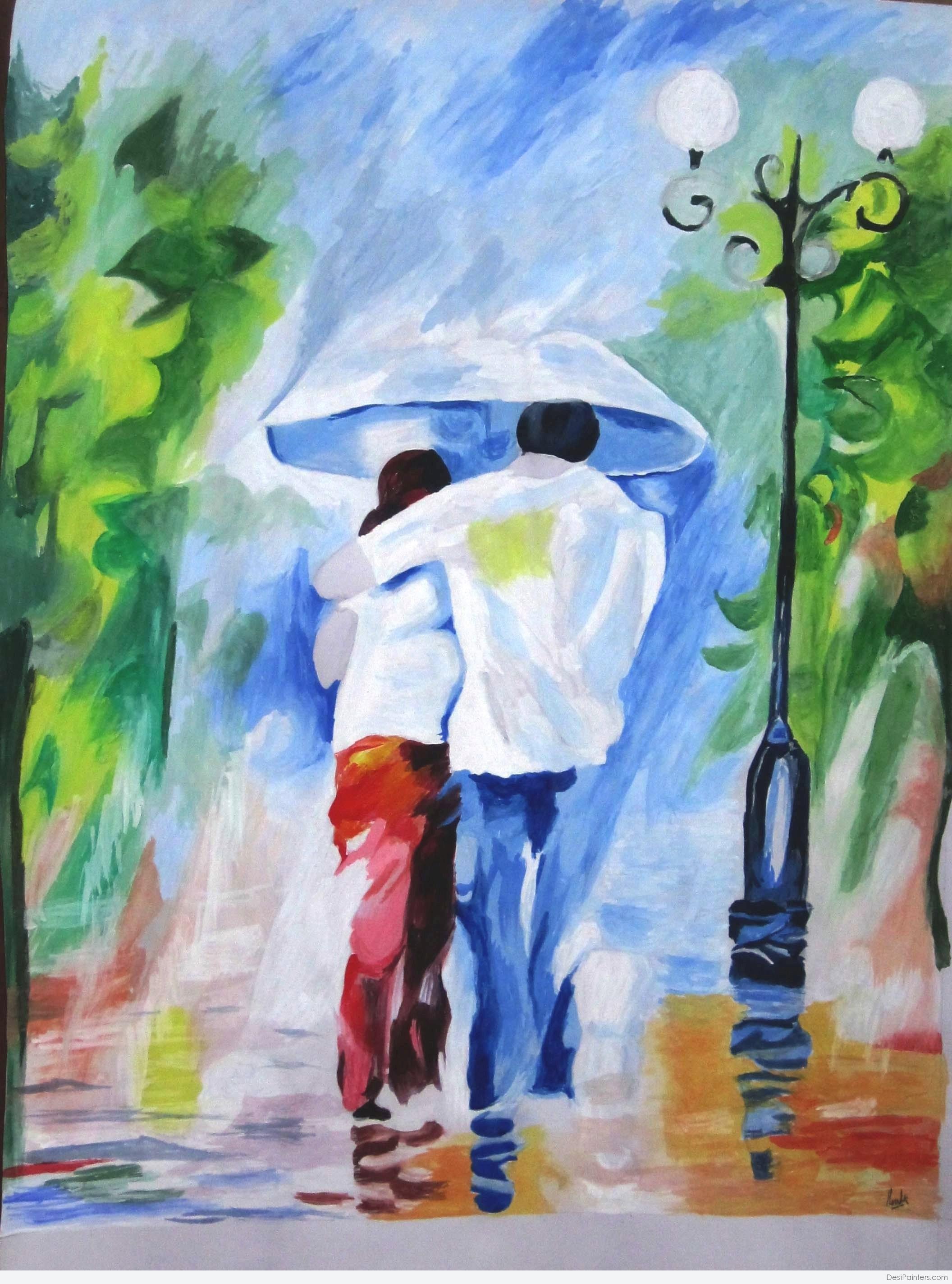 2112x2846 Watercolor Painting Of Lovely Couple