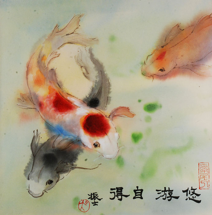 691x700 Watercolor Koi Fish