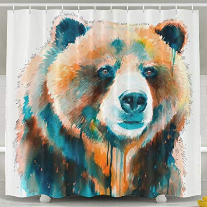 425x425 Crazy Popo Watercolor Animal Bear Art Bathroom Shower