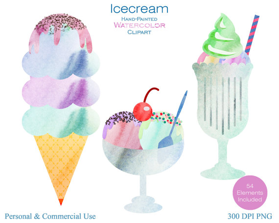570x456 Ice Cream Clipart Watercolor