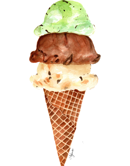 500x638 Ice Cream In Watercolor