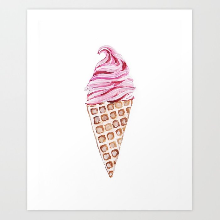 700x700 Pink Ice Cream Watercolor Art Print By Nikkihoffs Society6