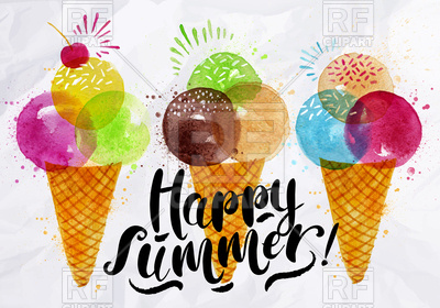 400x280 Poster Watercolor Ice Cream Cones Vector Image Vector Artwork Of