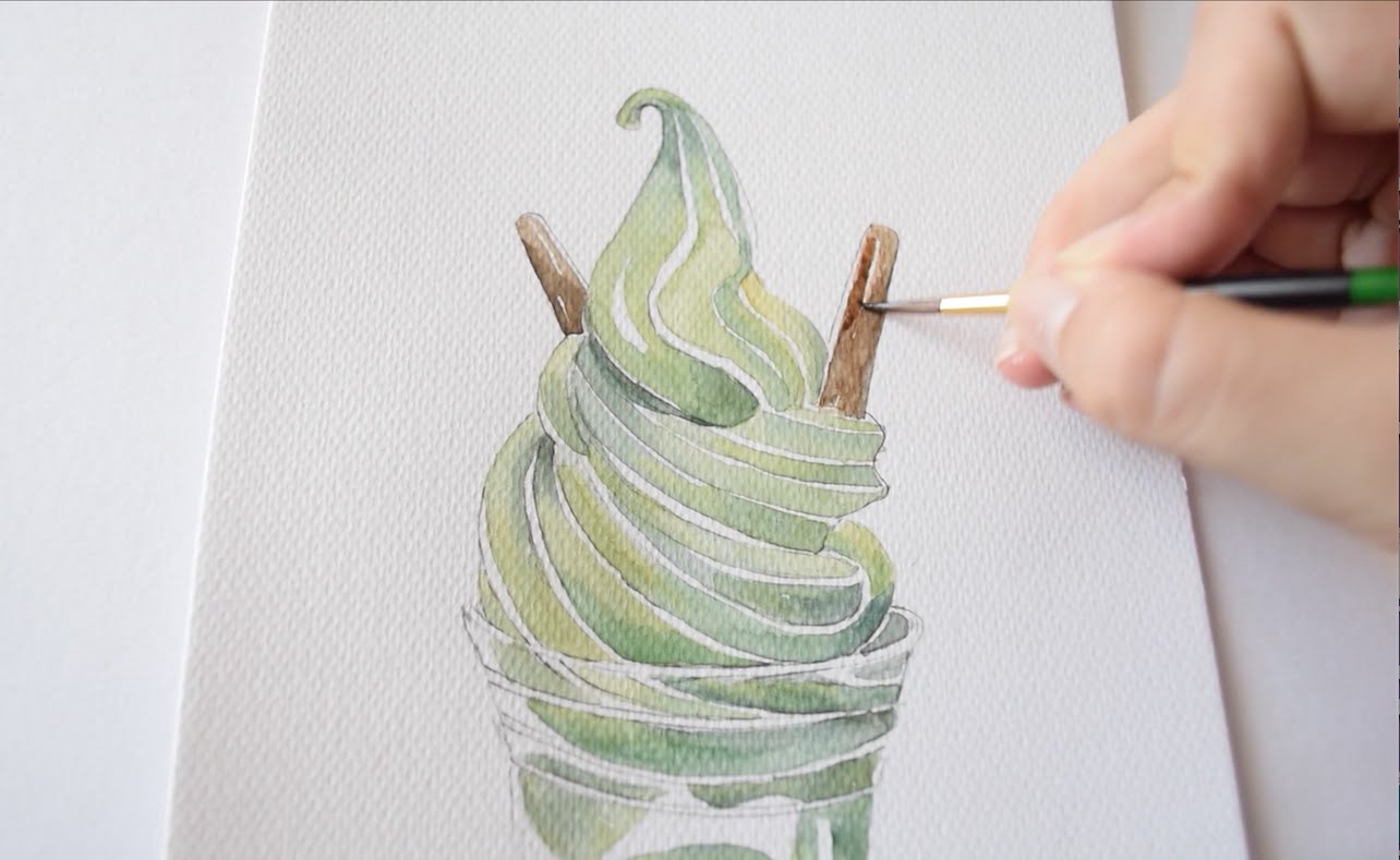 1284x789 Watercolour Painting Ice Cream (Soft Cream)