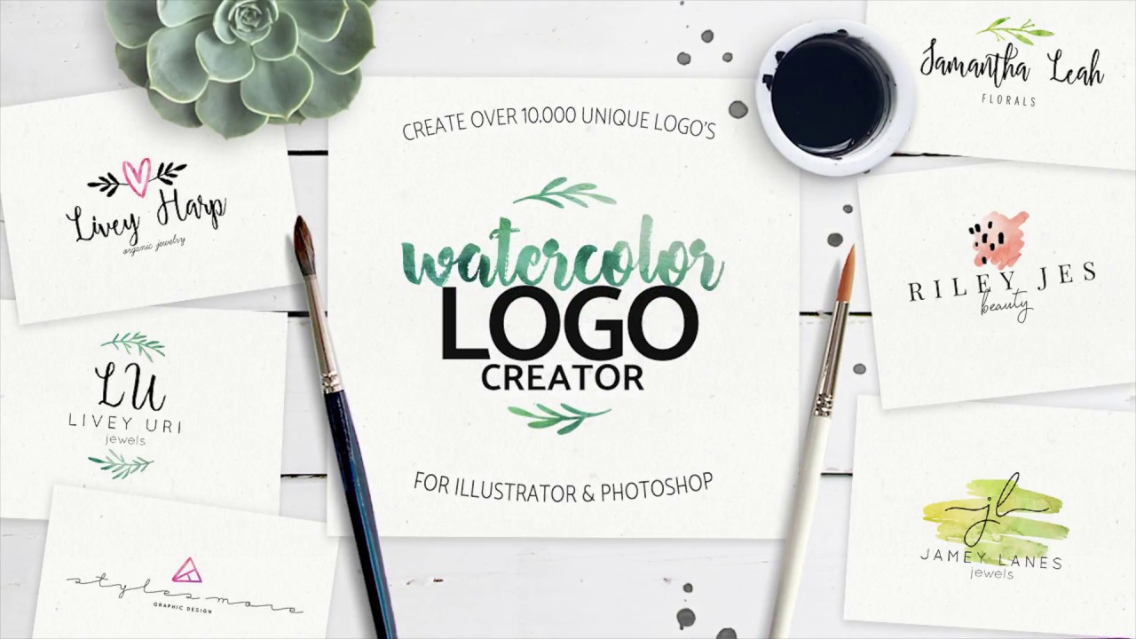 1280x720 Watercolor Logo Creator