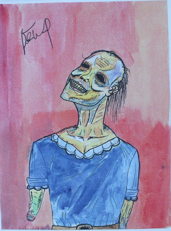 570x771 Dead Girl Original Horrorcreepysurreal Watercolor Painting Etsy