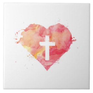 307x307 Watercolor Cross Decorative Ceramic Tiles Zazzle