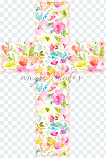 404x600 Watercolor Cross With Flowers