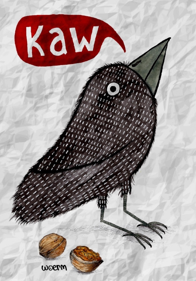 629x900 Watercolor Crow Print Woerm