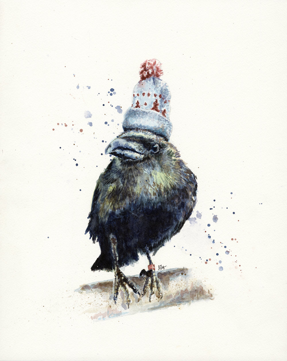 1000x1259 Winter Crow Watercolor Print Lindsay Leigh Art