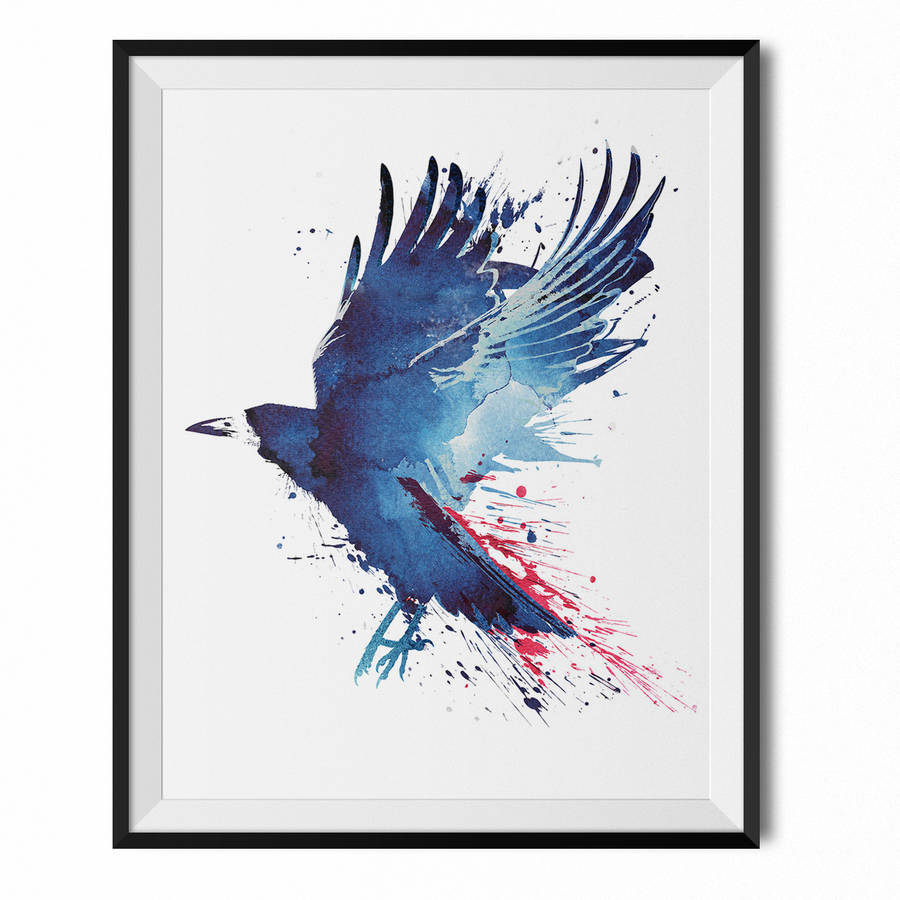 900x900 Bloody Crow Watercolour Fine Art Print By Wraptious