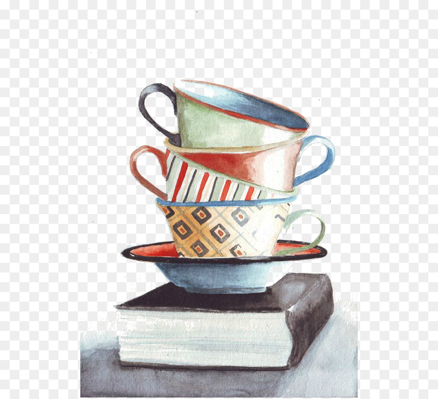 900x820 Coffee Cup Still Life Tea Watercolor Painting