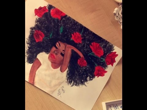 480x360 How To Draw A Black Girl With Curly Hair Painting Watercolor