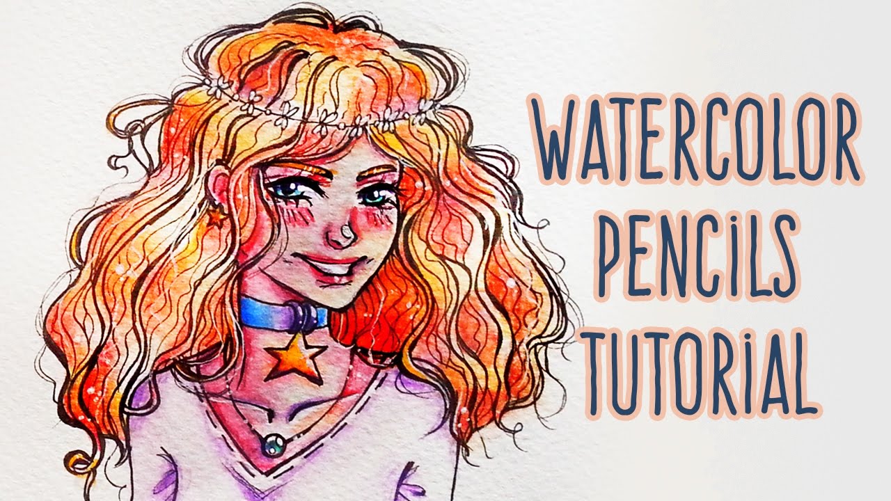 1280x720 How To Use Watercolor Pencils Draw Curly Hair Anime Girl