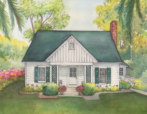 618x481 Custom Watercolor Home Portrait Commissioned Painting Of Your