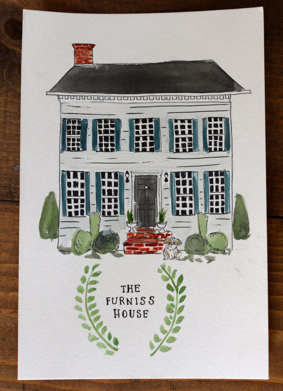 570x786 Custom Watercolor House Portraits By Bluehousepaperie On Etsy