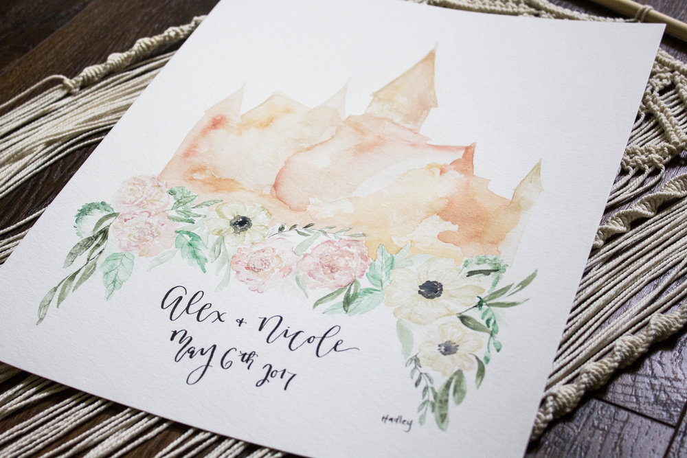 1000x667 Custom Watercolor Temple Hadley Designs