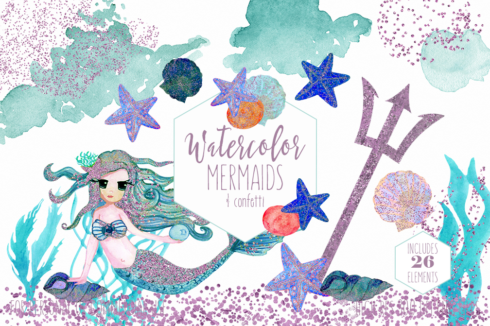1008x671 Cute Watercolor Mermaids Amp Glitter By Clipartbrat