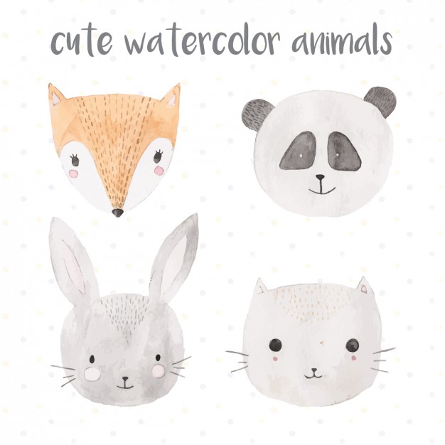 626x626 Cute Watercolor Animals Vector Free Download