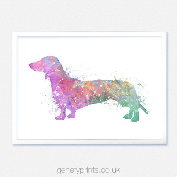 600x600 Dachshund Dog Watercolor Art Print [Style 1]