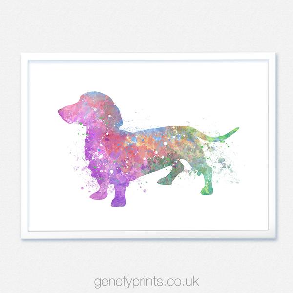 600x600 Dachshund Dog Watercolor Art Print [Style 2]