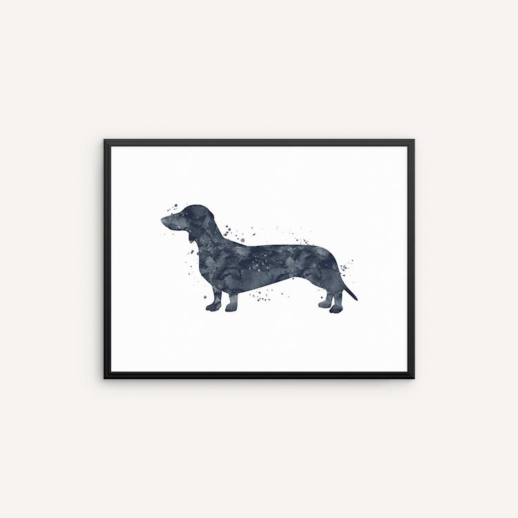 750x750 Dachshund Watercolor Art Print, Wiener Dog Watercolor Wall Art