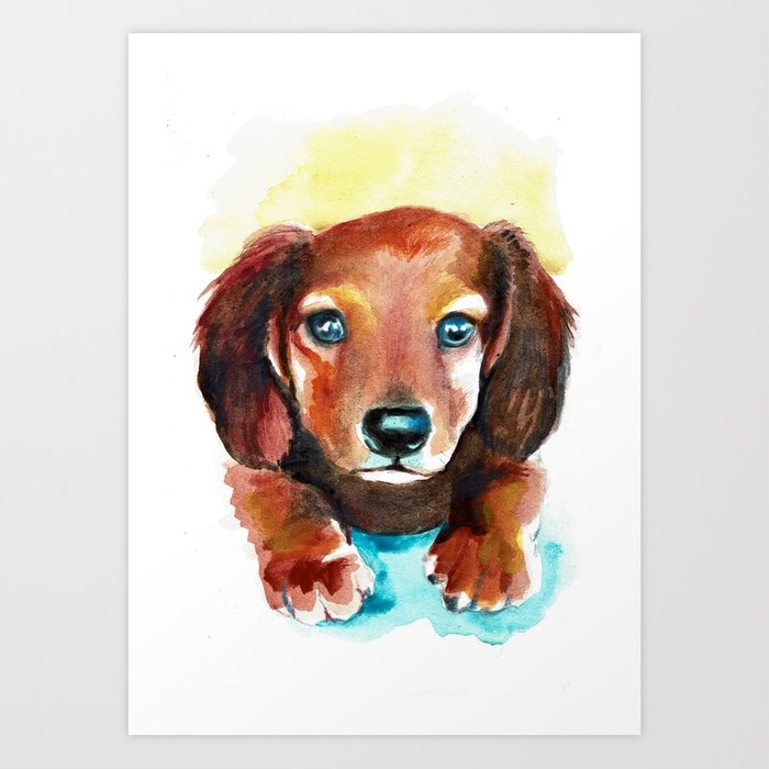700x700 Dachshund Watercolor Painting Art Art Print By Sonjafunnell Society6
