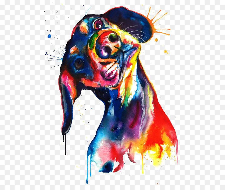 900x760 Dachshund Watercolor Painting Canvas Print