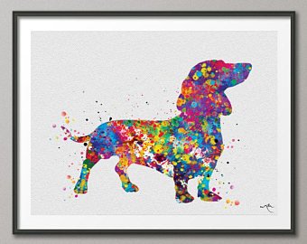 340x270 Dachshund Watercolor Etsy