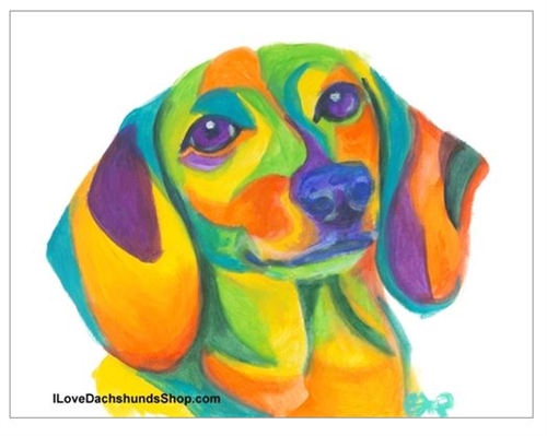 500x399 Colorful Dachshund Watercolor Print